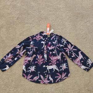 Jude Connally Navy and Purple Patterned Blouse